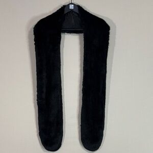 Saks Fifth Avenue Black Faux Fur Stole Scarf 82” Long Luxury Wrap